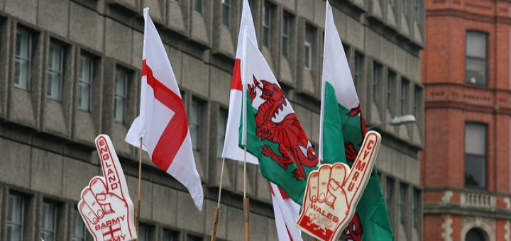 Photo of England and Wales flags taken before the Six Nations match between England and Wales on February 14, 2009.