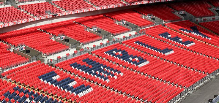 An interior view of Wembley Stadium